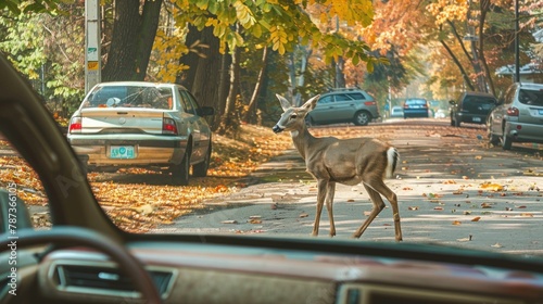 A driver swerving to avoid hitting an animal and crashing into a tree.