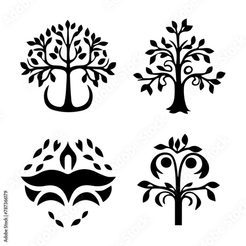 Shape and Flower Silhouettes, Silhouette Variety, Floral and Geometric Silhouettes, Shapes & Flowers, Floral & Shape Silhouettes.