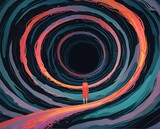 The Abyss of Anxiety: Lost in Swirling Turmoil, Mental Health Struggles, Mental Health Metaphors, Depression, State of Mind, Surreal Mental Health Art, 