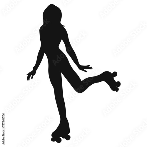 Roller Skating Girl Silhouette Collection For Design Element Templet