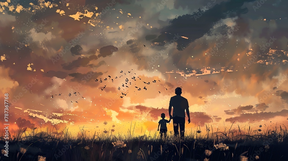 Fototapeta premium fathers day background for banner , happy family, aspect ratio 2:1