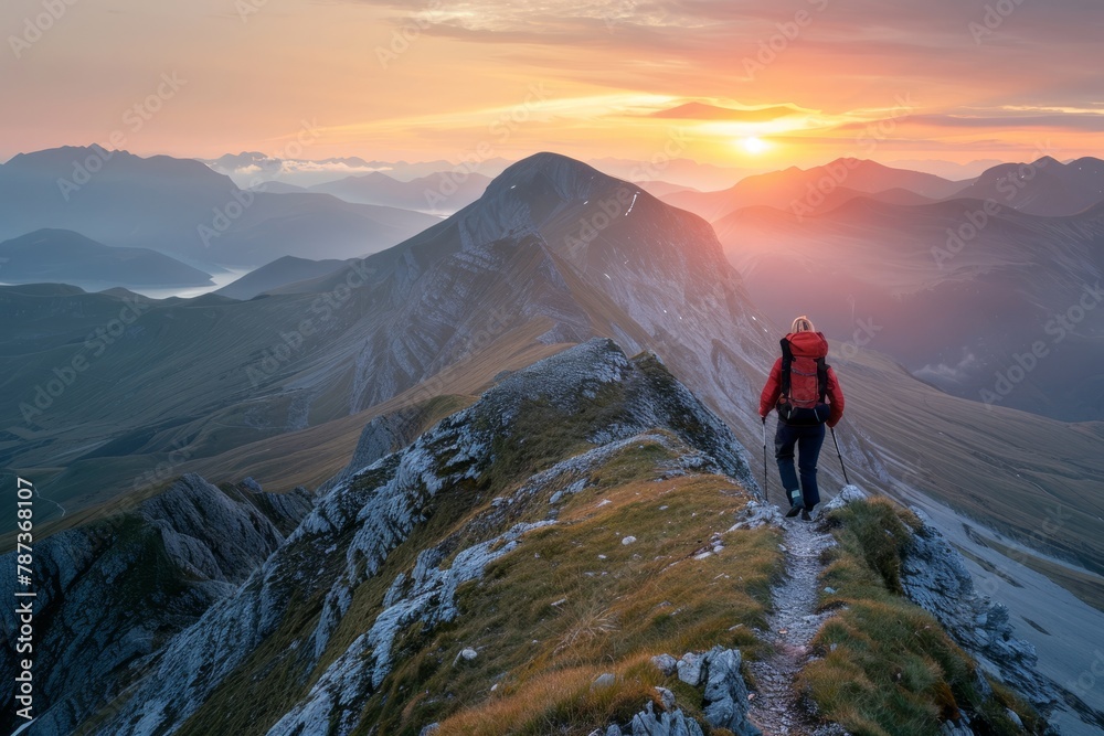 Explorer Reaches Summit with Breathtaking Dawn View