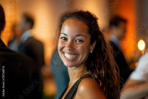 Radiant Smile Captured at Casual Networking Event