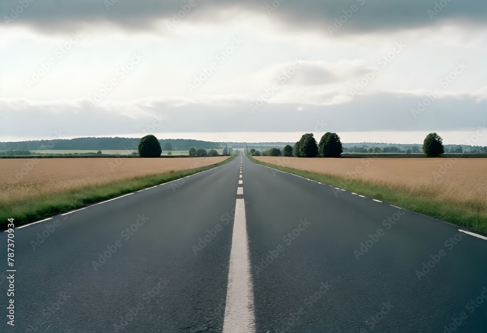 road, A view from the middle of an asphalt road as it disappears into the horizon