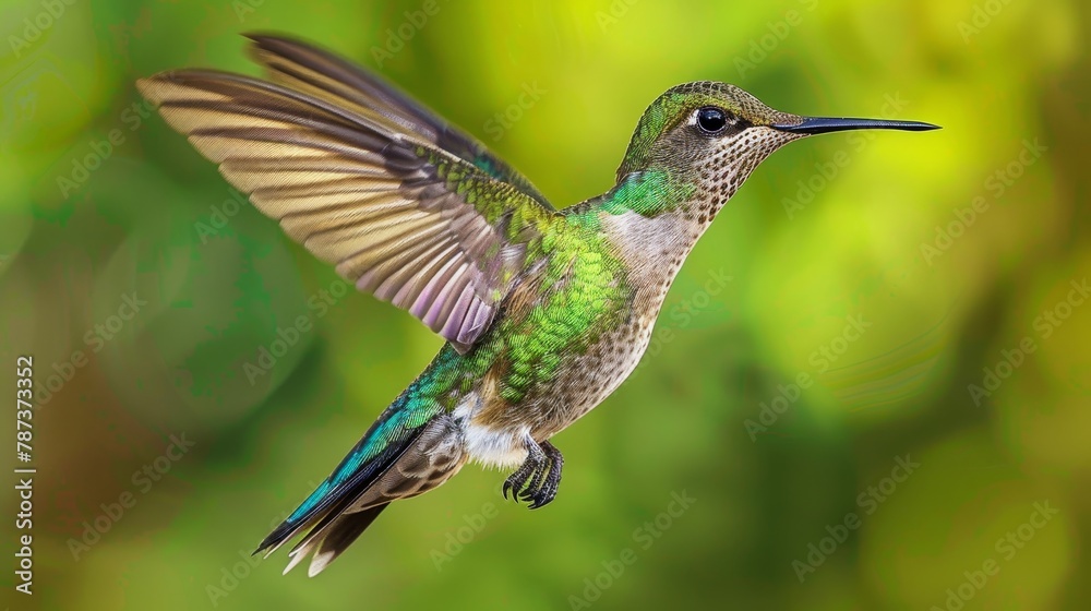 Bird Wings: A close-up photo of a hummingbird in mid-flight Bird Wings: A close-up photo of a hummingbird in mid-flight