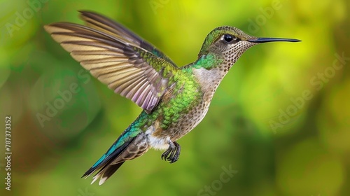 Bird Wings: A close-up photo of a hummingbird in mid-flight