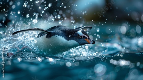 Bird Wings: A photo of a penguin flying underwater