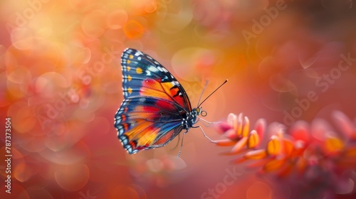 Butterfly Wings: A mesmerizing photo of a butterfly in mid-flight, captured with its wings in motion © MAY