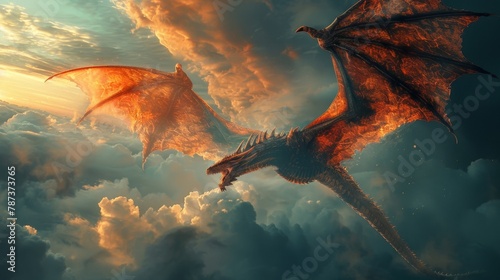 Dragon Wings: A photo of a dragons wings emerging from behind a cloud photo