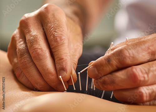 the doctor puts needles on the patient, the concept of acupuncture