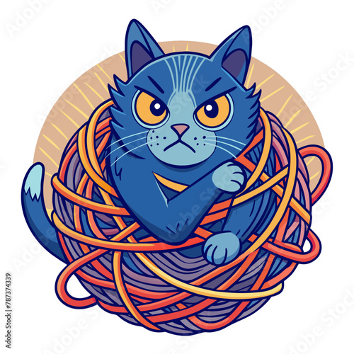 The Determined Escape of a Cat Tangled in Yarn