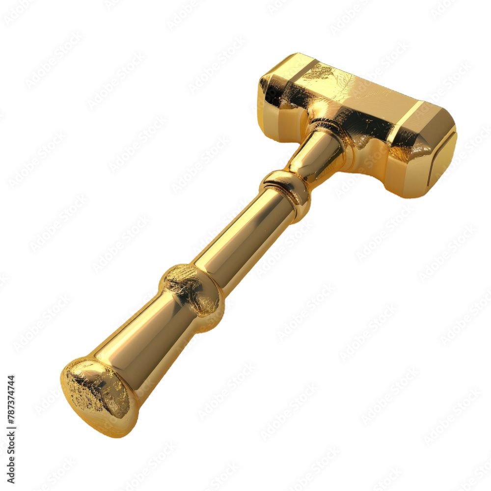 Golden 3d work hammer gavel gold 3d icon