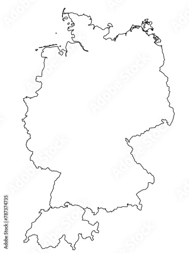 Contours of the map of Germany, Switzerland