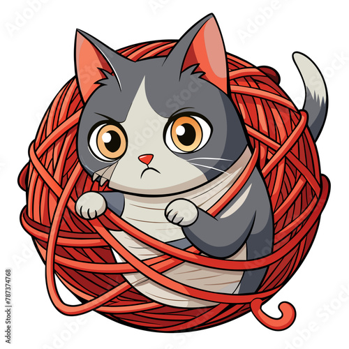 The Determined Escape of a Cat Tangled in Yarn