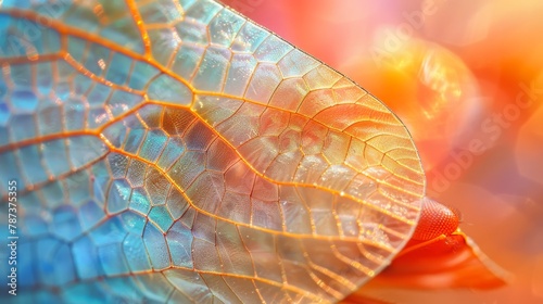Insect Wings: An up-close photo of a damselflys wing photo