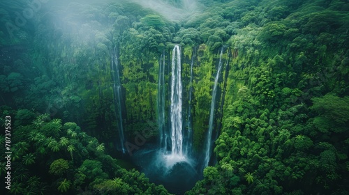 Inspiration: A photo of a majestic waterfall in a lush green forest © MAY