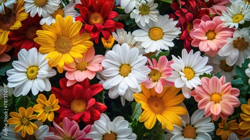 Close up Beauty of Chrysanthemum Flowers and Daisies