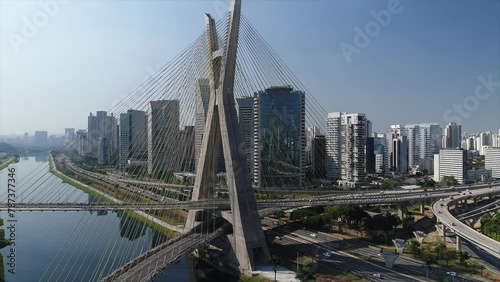Aerial view of Octavio Frias de Oliveira Bridge - Ponte Estaiada - over Pinheiros River, Sao Paulo, Brazil
This image is perfect for projects related to events, travel and tourism. photo