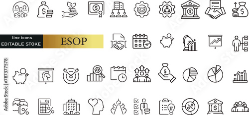 ESG Enviornmental, Social, and Governance line icons set. ESG outline icons with editable stroke collection. Includes Governance, climate crisis, sustainability, ecology,