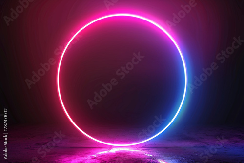 neon circle frame isolated on the transparent background.