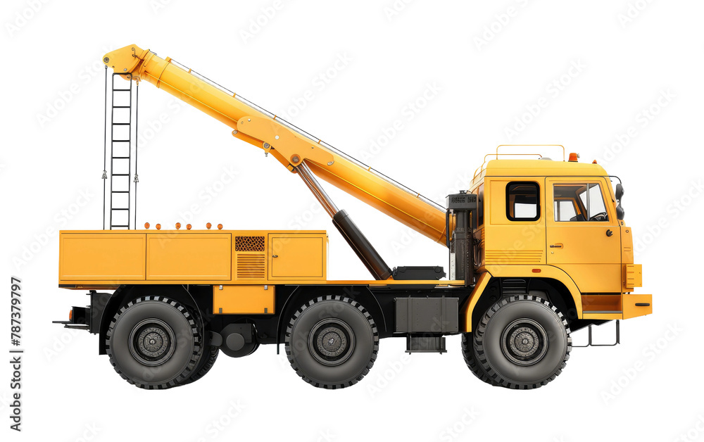 Aerial Platform or Crane on a Vehicle isolated on Transparent background.