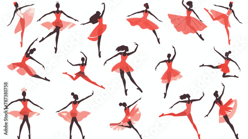 Ballerinas in different poses. Dancing women. Beautifull
