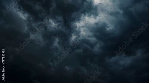 The dark sky with heavy clouds converging and a violent storm before the rainBad or moody weather sky and environment carbon dioxide emissions greenhouse effect global warming climate : Generative AI