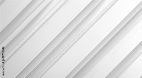 Abstract White Geometric Paper Background With Sharp Lines and Shadows. White background with diagonal stripes of light gray, creating an abstract and minimalist design for a sleek presentation.