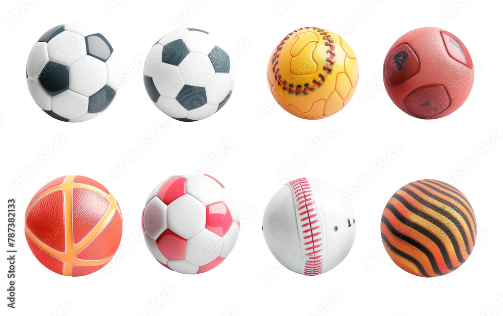 3D Sports Icons, Collection of 3D sport icon isolated on Transparent background.