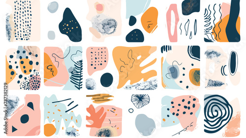 Big Set of Twelve abstract backgrounds. Hand drawn 