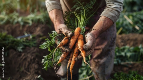 Freshly Harvested Carrot Bunch photo