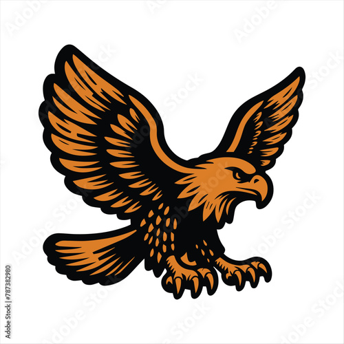 eagle flying ,sketch vector graphics monochrome illustration , Engraving
