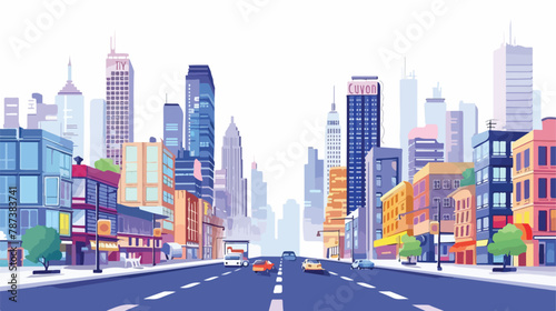 City street vector illustration. Cartoon 3d modern 