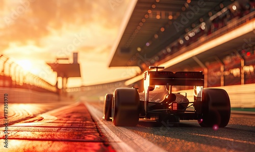 Sport racing car fast driving to achieve the champion dreame , motion blur and lighting effect apply . 3D rendering and mixed media composition. AI generated illustration