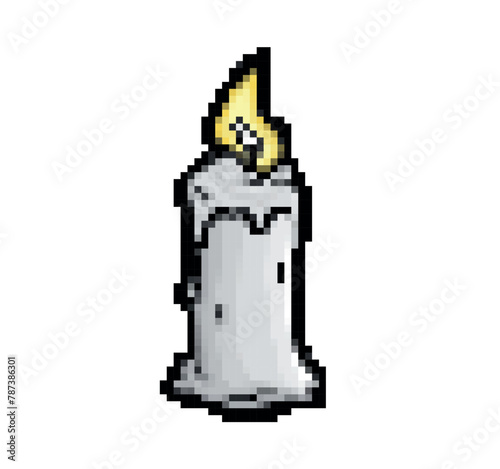Pixel Art Depiction of a Candle With a Flickering Flame