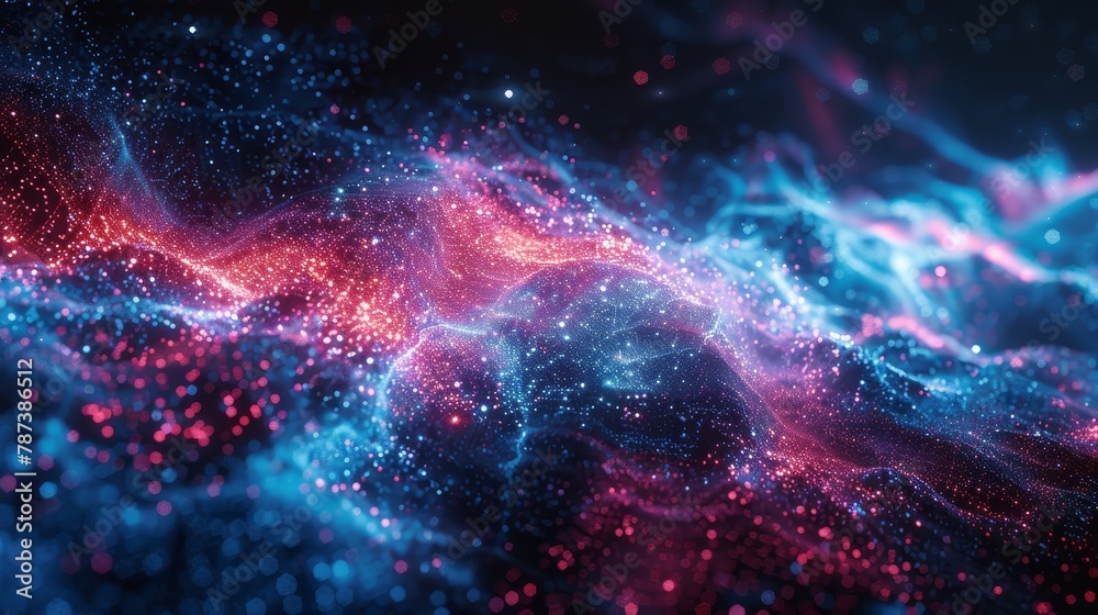 A colorful galaxy with blue, red and purple swirls. The colors are bright and vibrant, creating a sense of wonder and awe. The image is a representation of the vastness and beauty of the universe A colorful galaxy with blue, red and purple swirls. The colors are bright and vibrant, creating a sense of wonder and awe. The image is a representation of the vastness and beauty of the universe