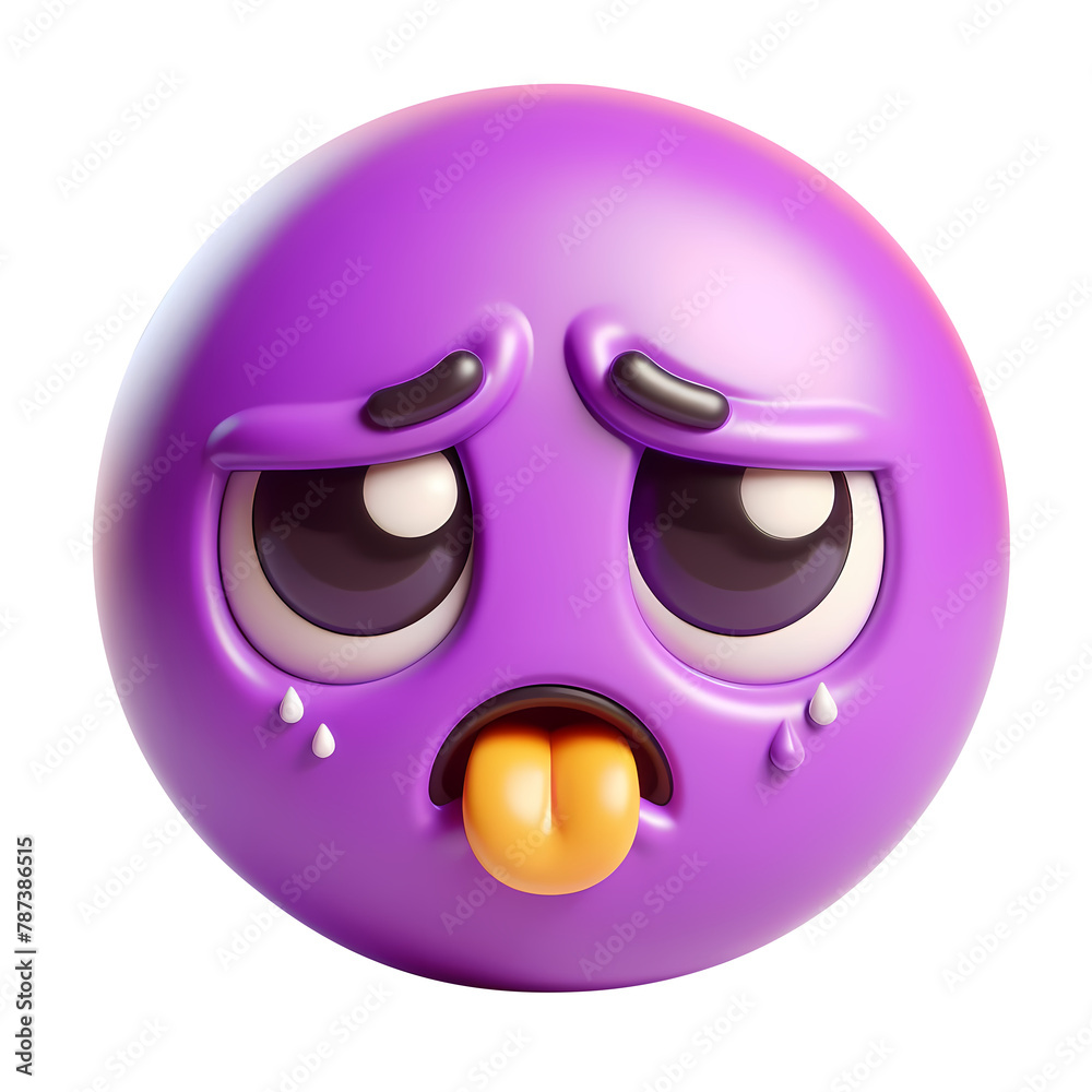 3d purple nauseous face emoji icon. Realistic 3d high quality isolated render 3d purple nauseous face emoji icon. Realistic 3d high quality isolated render