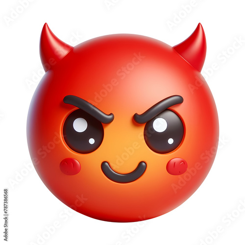 3d red devil face emoji icon. Realistic 3d high quality isolated render