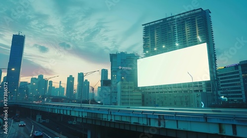 Blank billboard at megapolis city view backgound mock up : Generative AI