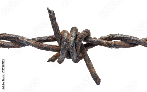 Boundaries Unraveled: The Story of Barbed Wire, Barbed wire isolated on Transparent background.
