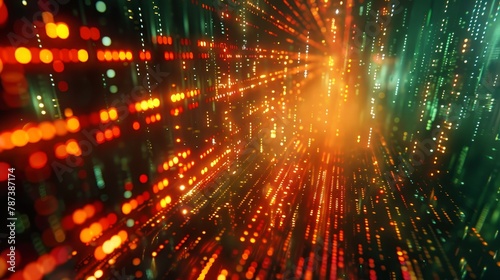 Wallpaper Mural A colorful, abstract image of a cityscape with bright orange and green lights. Concept of energy and excitement, as if the viewer is being transported into a futuristic world Torontodigital.ca