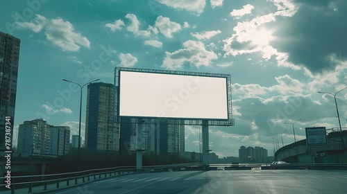 Billboard mockup on the building Template of empty information billboard Mockup of a city banner placeholder and poster : Generative AI