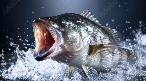 Carnivorous fish displaying its fangs while leaping out of the water