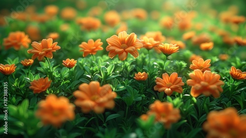Cluster of Orange Flowers in Grass © Viktor
