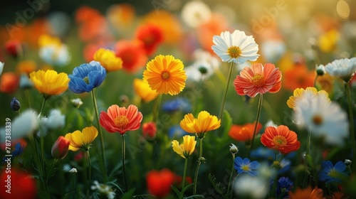 Vibrant Field of Colorful Flowers on Sunny Day © Viktor