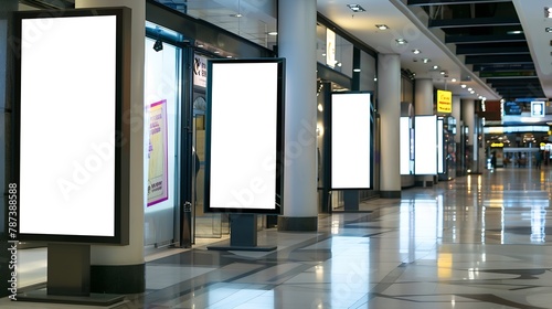 Digital advertisiment in shopping mall mockup Blank billboards located in shopping malls or retail stores useful for your advertising with clipping paths : Generative AI