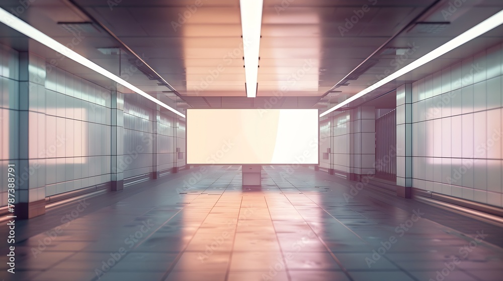 Indoor outdoor city light mall shop template Blank billboard mock up in a subway station underground interior Urban light box inside advertisement metro airport : Generative AI Indoor outdoor city light mall shop template Blank billboard mock up in a subway station underground interior Urban light box inside advertisement metro airport : Generative AI