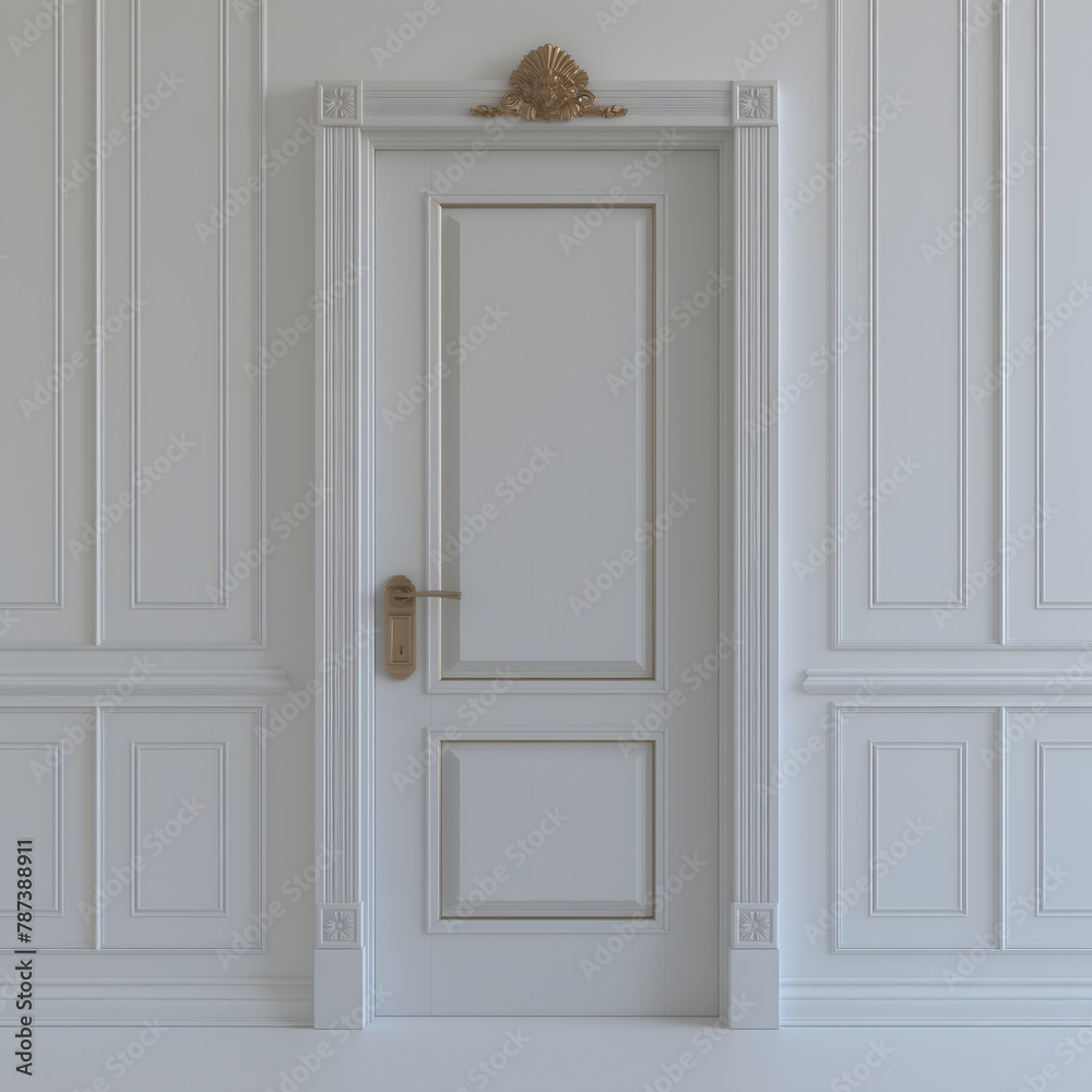 Elegant Classic White Panel Door with Decorative Elements