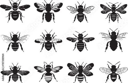 Bee Silhouette Vector Illustration © PixSham