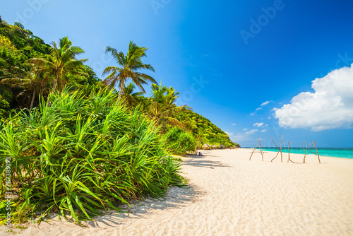 White sand Puka beach, Boracay island photo